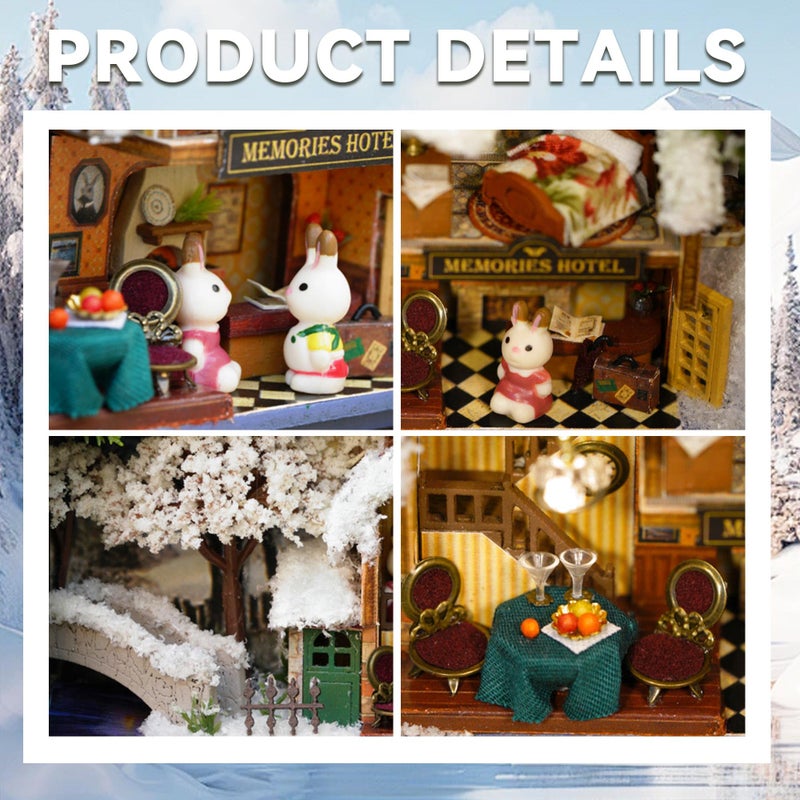 Flever Dollhouse Miniature DIY House Kit Creative Room with Furniture and Cover for Romantic Valentine's Gift(Roam Around in Winter) - Image 3